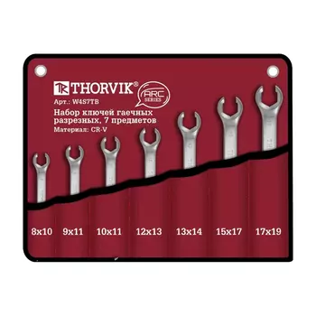 Набор ключей гаечных разрезных Thorvik W4S7TB 052626 серии ARC в сумке, 8-19 мм, 7 предметов
