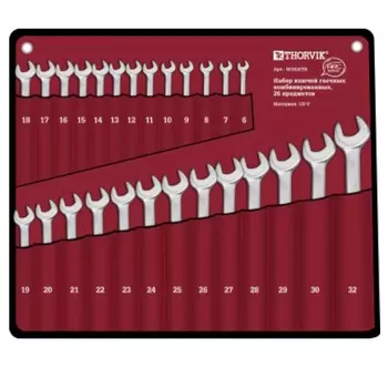 Набор ключей гаечных Thorvik W3S26TB 052610, комбинированных, серии ARC, 6-32 мм, 26 предметов