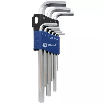 Набор ключей угловых шестигранных Кобальт 020403-09, 1.5-10 мм, Cr-V, 9 шт.