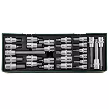 Набор насадок торцевых с вставками-битами Jonnesway S06H427SP 048350, 3/8" и 1/2"DR в ложементе, 27 предметов