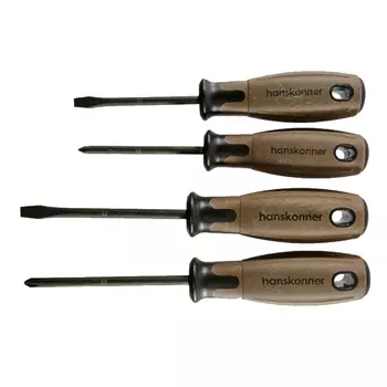 Набор отверток Hanskonner HK1040-19-4, 4 шт, ручка полимерное дерево, S2