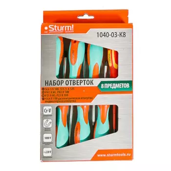 Набор отверток Sturm 1040-03-K8, 8 шт, тестер напряжения, CrV