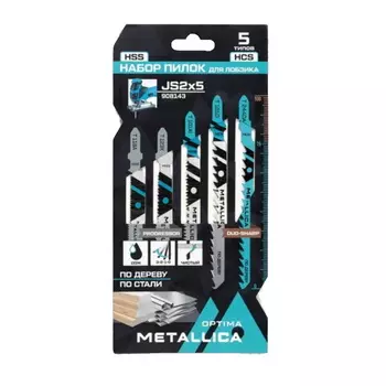 Набор пилок для лобзика Metallica Optima 908143, №2 по дереву и металлу: T244DA/T101D/T101AI/T118A/T123X, 5 шт