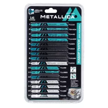 Набор пилок для лобзика Metallica Optima 908174, №5 по дереву и металлу, 16 шт