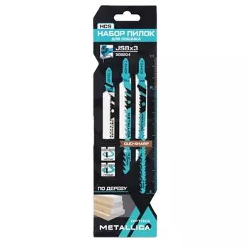 Набор пилок для лобзика Metallica Optima 908204, №8 по дереву: T101AO/T244DA/T344CB, 3шт