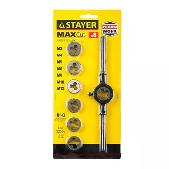 Набор плашек Stayer "MASTER" 28015-H8_z01, плашкодержатель 1шт, плашки 7шт, 8 предметов