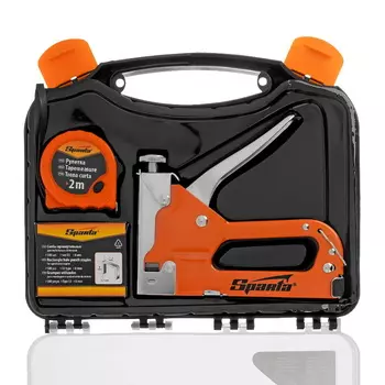 Набор Sparta 42003, мебельный степлер, скобы, рулетка