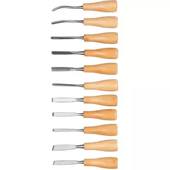 Набор стамесок фигурных Dexx МИНИ 1834-H11_z01 с деревянной ручкой 11шт