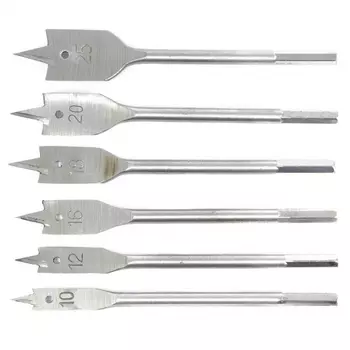 Набор сверл перовых по дереву Сибртех 704155, 10-12-16-18-20-25 мм, 6 шт. 6-гранный хвостовик