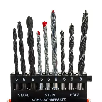 Набор сверл по бетону Sparta 725055, 5-6-8 мм, металлу 5-6-8 мм, дереву 5-6-8 мм, 9 шт. цилин. хвостовик
