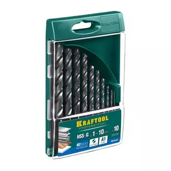 Набор сверл по металлу Kraftool 29651-H10, HSS-G, сталь М2(S6-5-2), 10шт(1-10мм)