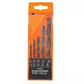 Набор сверл по металлу Sparta 723105, 4-10 мм, HSS, 5 шт, цилиндрический хвостовик