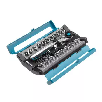 Набор торцевых головок Gross 14145, 1/2", 3/8", трещотка 120 зубьев, 36 предметов