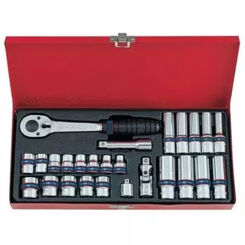 Набор торцевых головок King Tony 3527MR (6-гранные, квадрат 3/8", 26 предметов, вес 2.41 кг, удлинитель, кейс)