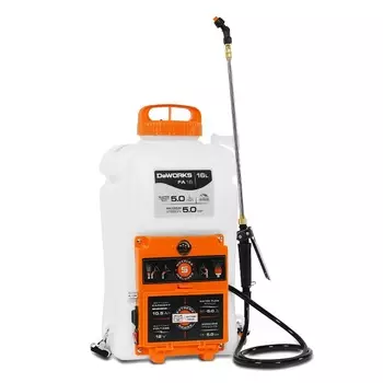 Опрыскиватель аккумуляторный DeWorks FA 16, 16 л, 5 насадок, ранцевый ремень