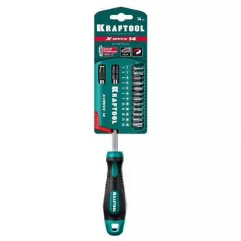 Отвертка-битодержатель с битами Kraftool X-Drive-14 25814 (14 предметов)
