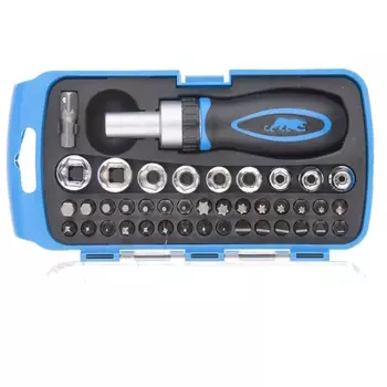 Отвертка-реверс + биты Барс 13358, 41 пред., PH + SL + PZ + Torx + Hex, CrV