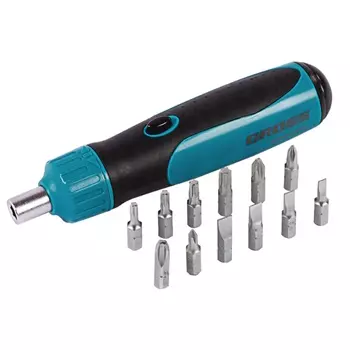 Отвертка-реверс + механизм SmartPush + биты Gross 11611, 12 пред., PH + SL + Torx, S2, 2к рукоятка
