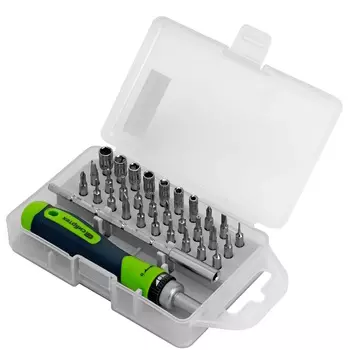 Отвертка реверсивная для точных работ Сибртех 13370, 32 пред., PH + SL + PZ + Torx + Hex + TT, CrV, 2к рукоятка