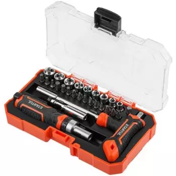 Отвертка реверсивная Startul Profi ST3095-28, с набором головок и бит 28 предметов