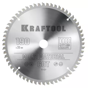 Пильный диск по алюминию Kraftool Multi Material 36953-190-20, 190 х 20 мм, 60Т