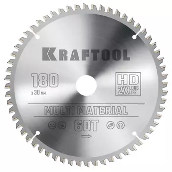 Пильный диск по алюминию Kraftool Multi Material 36953-180-30, 180 х 30 мм, 60Т