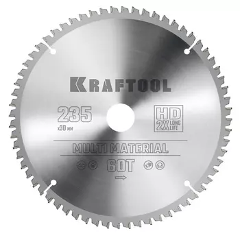 Пильный диск по алюминию Kraftool Multi Material 36953-235-30, 235 х 30 мм, 64Т
