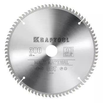 Пильный диск по алюминию Kraftool Multi Material 36953-300-30, 300 х 30 мм, 80Т