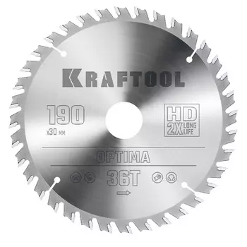 Пильный диск по дереву Kraftool Optima 36951-190-30, 190 х 30 мм, 36Т