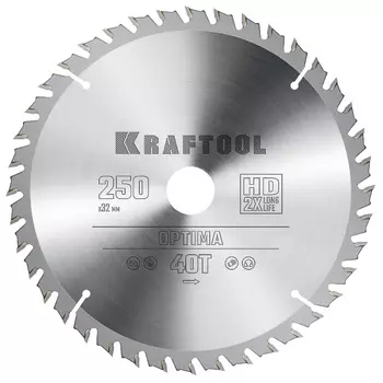 Пильный диск по дереву Kraftool Optima 36951-250-32, 250 х 32 мм, 40Т