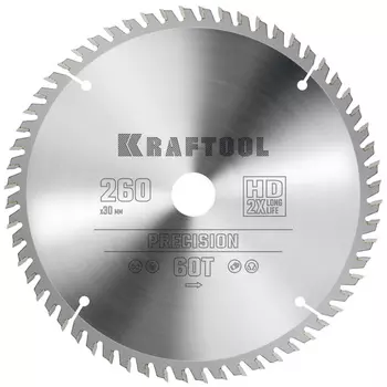 Пильный диск по дереву Kraftool Precision 36952-260-30, 260 х 30 мм, 60Т