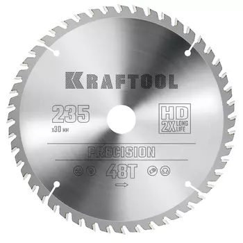 Пильный диск по дереву Kraftool Precision 36952-235-30, 235 х 30 мм, 48Т