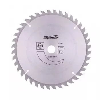Пильный диск по дереву Sparta 732465, ф230 х 22 мм, 40 зубьев