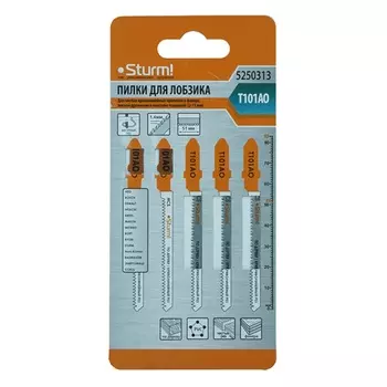 Пилки для лобзика по дереву Sturm 5250313 T101AO, 5 шт, 83х51 мм