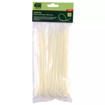 Пластиковые хомуты Сибртех 45527, 200х3,6мм, белые, 100шт