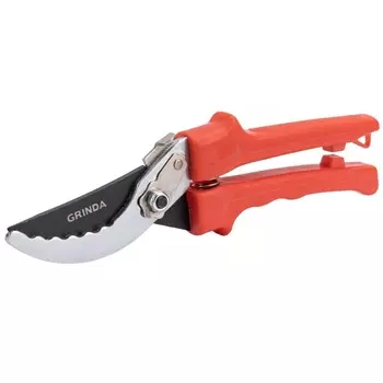 Плоскостной секатор Grinda G-31 40210_z02, 200 мм, закаленные лезвия, тефлоновое покрытие, зубцы на лезвии, пластиковые рукоятки