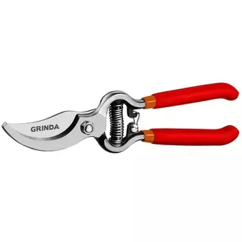 Плоскостной секатор Grinda G-5 423105, 210 мм, высокоуглеродистая сталь, цельнокованый, эргономичные рукоятки, покрытие ПВХ