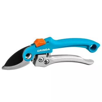 Плоскостной секатор Grinda P-51 423451_z01, 200 мм, закаленная сталь, шестерённая передача, двухкомпонентные рукоятки, покрытие ПВХ, PROLine
