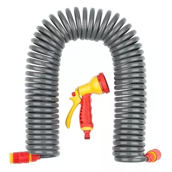 Поливочный набор Grinda PROLine 428495, спиральный шланг 3/8"x15 м, адаптеры, пистолет-распылитель