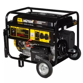 Газово-бензиновый электрогенератор Huter DY6500LX 64/1/15 (ручной запуск двигателя, число фаз: 1, исполнение на раме)
