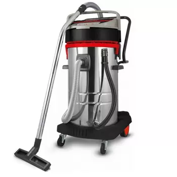 Пылесос промышленный CROWN CT42031, 3000Вт/13,6A, емкость 100 л, сух./мокр. всасывание, 50 л/с, регул. потока, шланг 2,5м (40/50мм), насадки, колеса