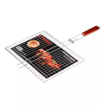 Решетка-гриль Perfecto Linea 47-101227, 400x300 мм, нержавеющая сталь, деревянная ручка