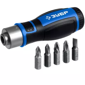 Реверсивная отвертка с насадками Зубр 25171, 6 предметов