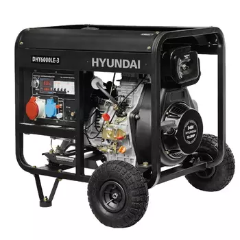 Резервный дизельный генератор для дома Hyundai DHY 6000LE-3 (напряжение до 400В, вес 118 кг, открытое исполнение)