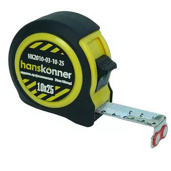 Рулетка Hanskonner HK2010-03-10-25 10x25мм, 2 стопа, компактный корпус, мощный магнит
