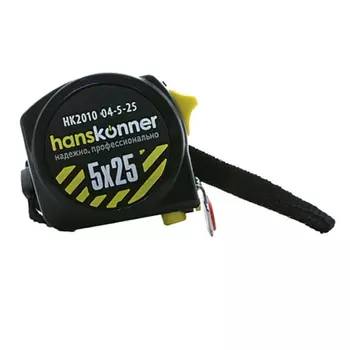 Рулетка Hanskonner HK2010-04-5-25, 5x25мм, 2 стопа, компактн. корпус, 2 стопа,мощный магнит
