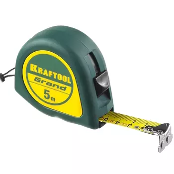Рулетка Kraftool GRAND 34022-05-19, обрезиненный пластиковый корпус, 5м/19мм
