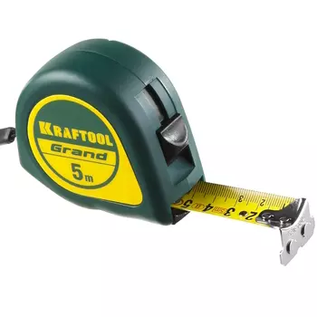 Рулетка Kraftool GRAND 34022-05-25, обрезиненный пластиковый корпус, 5м/25мм