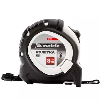 Рулетка Matrix Pro Neon 32593, 8 м x 25 мм, обрезиненный корпус, 3 фиксации