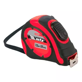 Рулетка MTX 325579, автоматическая фиксация, двухкомпонентный корпус, сертификация СЕ, 7,5 м х 25 мм